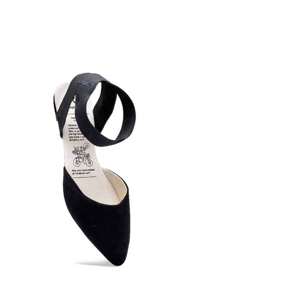NEW ROLLASOLE women's firefly ankle strap flats in black